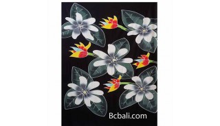 rayon sarong hand painting grey flower made in bali